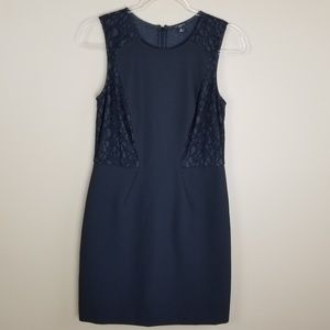 Ann Taylor Black Dress Sheath with Lace Inset, 8P